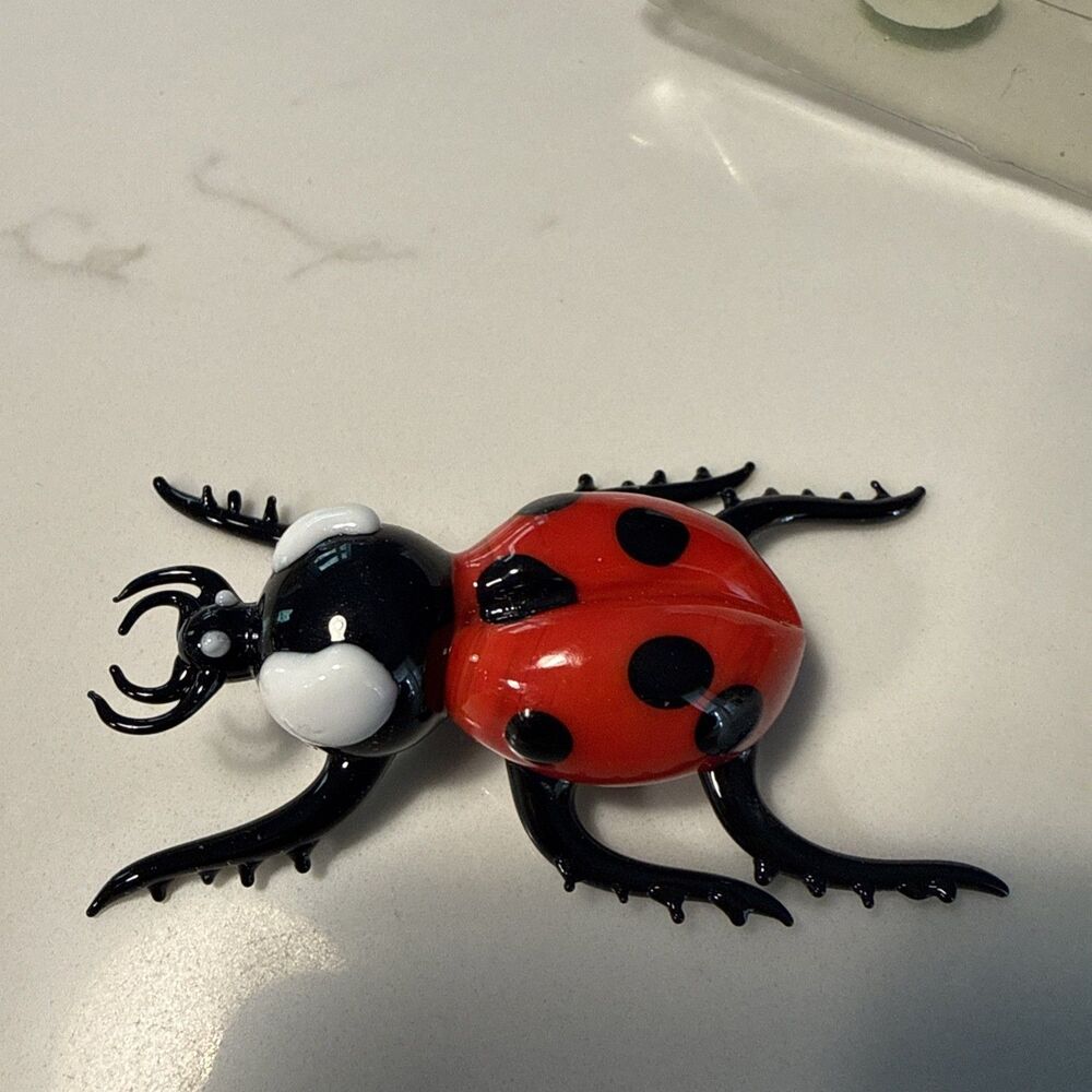 Vintage Glass Black & Red Spider Figurine